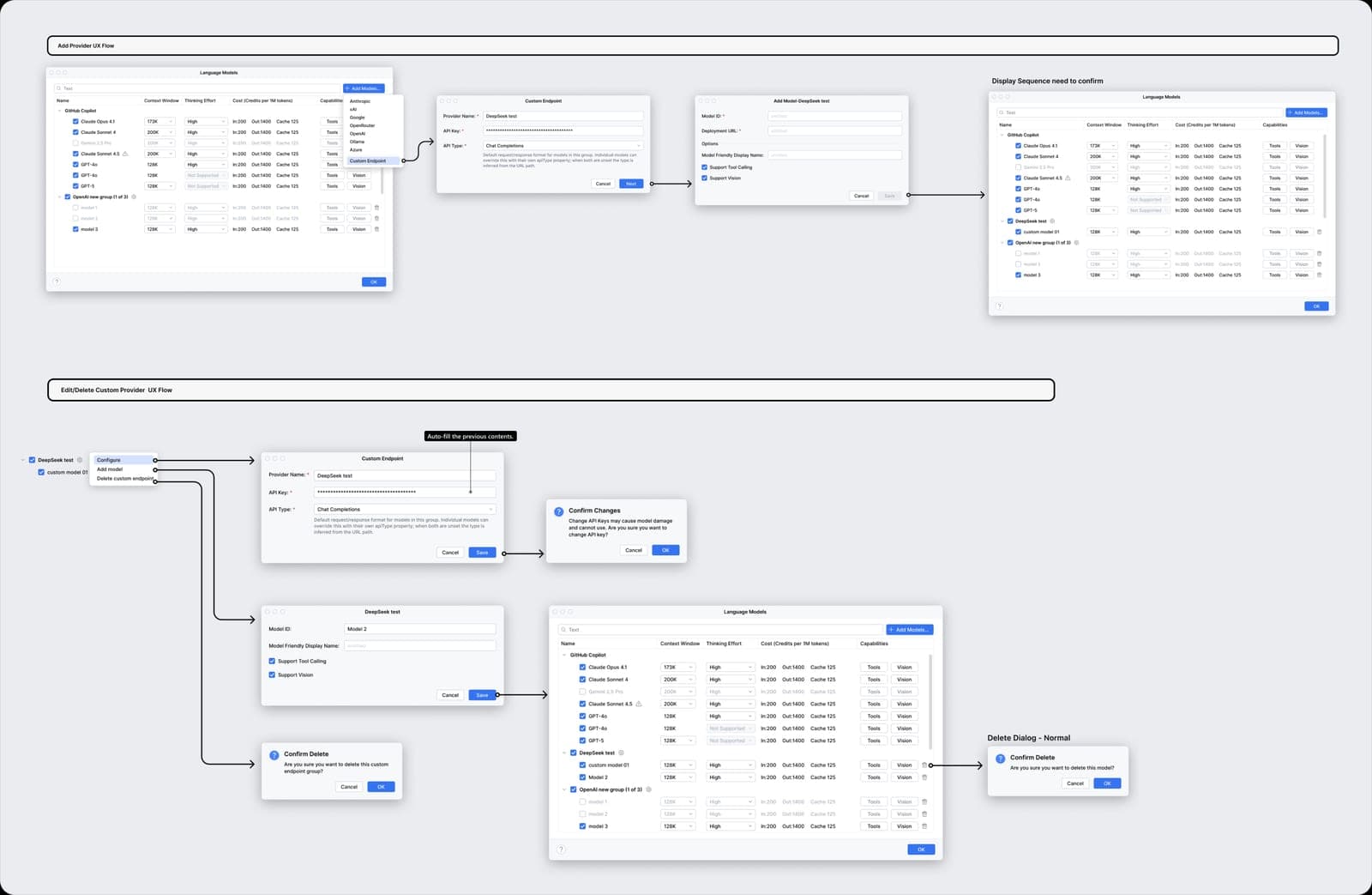 Custom endpoint configuration for BYOK models
