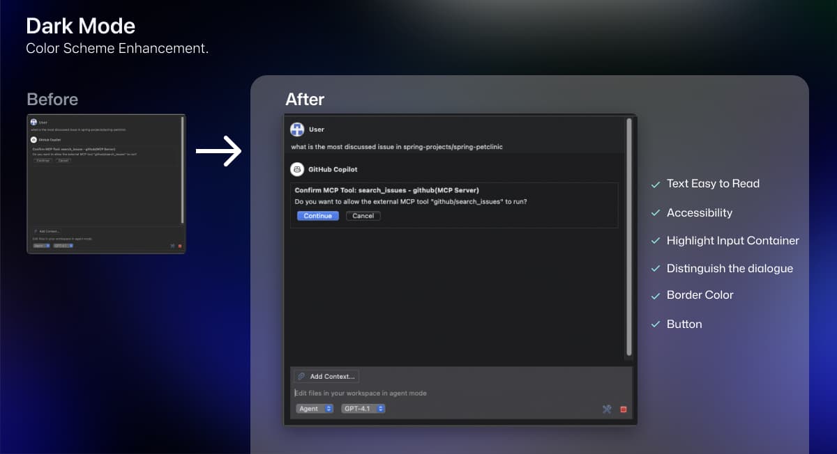 Eclipse Copilot UI dark theme