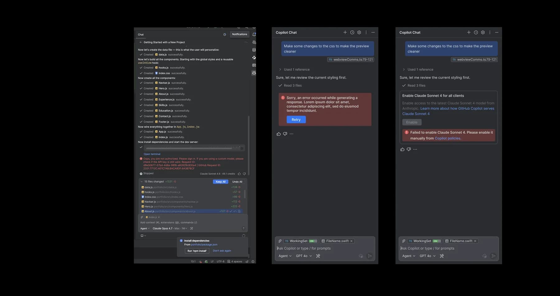 Error handling experience in AI coding workflows
