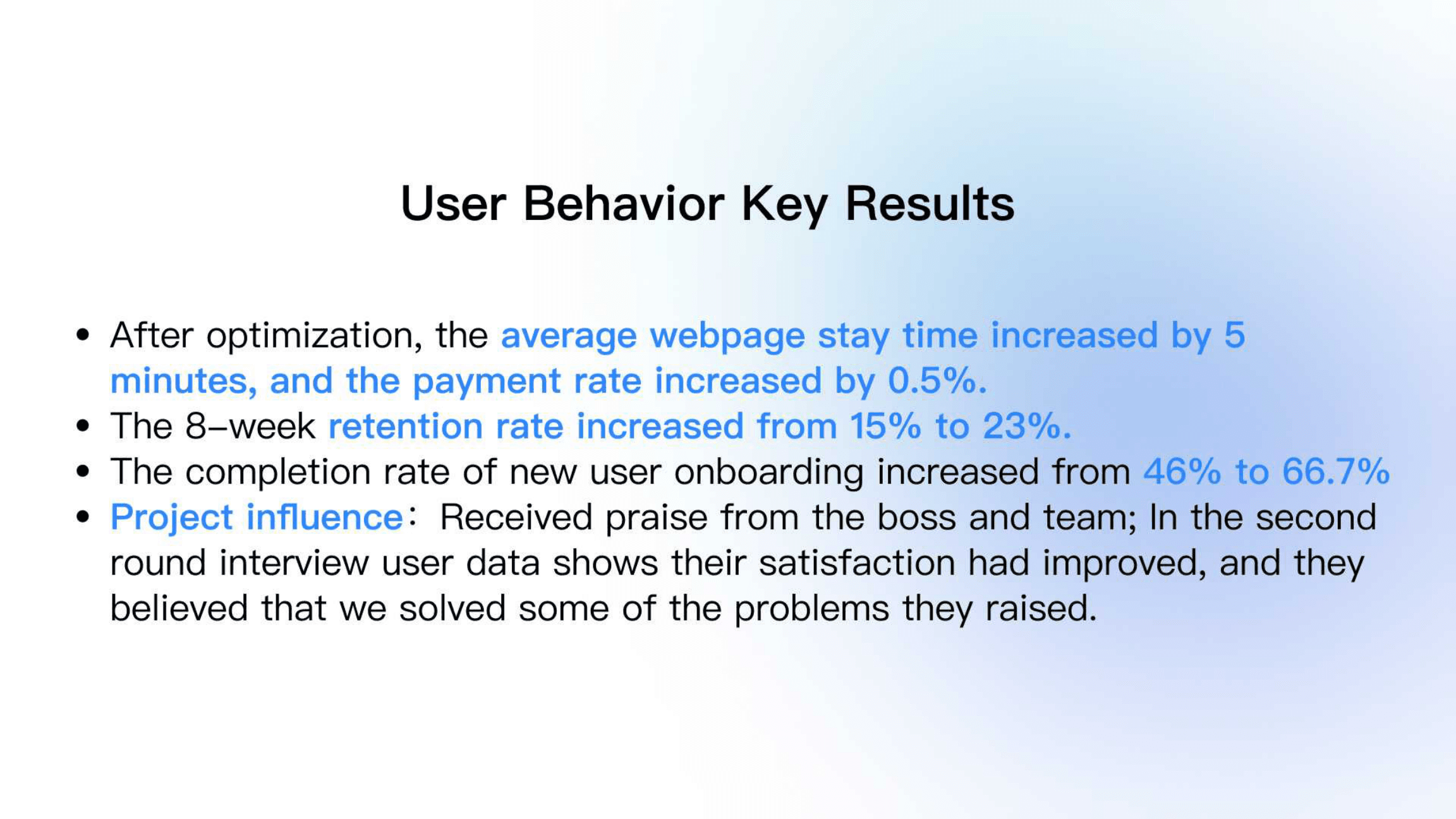 User behavior key results after the Cloud redesign